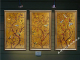 大芬村手绘油画现代简约欧式古典有框挂画客厅三联组合富贵发财树