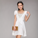 [转卖]尤麦原创欧式复古女装白色花朵连衣裙Y3713