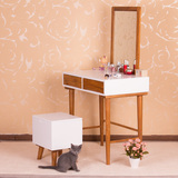 欧式实木梳妆台田园梳妆桌储藏凳子现代简约床头化妆台桌椅组合