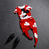 欧洲站2015夏装新款套装女夏名媛女式运动套装修身时尚女装精品潮