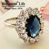 凯特王妃同款海雯妮饰品装饰复古时尚女欧美仿蓝宝石食指戒指指环