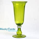 美第奇 高脚杯玻璃大花瓶 客厅卧室餐桌摆件 新古典玻璃花瓶
