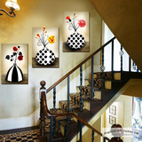 无框画 现代客厅楼梯墙装饰画水晶挂画壁画欧式花瓶抽象组合