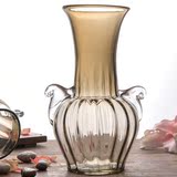 光影艺轩 创意新古典灰色玻璃透明花瓶插花花瓶客厅餐桌装饰摆件