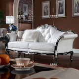 后现代真皮沙发欧式新古典沙发组合大客厅实木头层牛皮黑白色定制