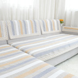 地中海美式 复古棉麻布艺沙发坐垫全盖布沙发靠背扶手巾沙发套罩