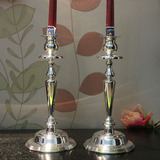 欧式家居饰品 婚房布置装饰用品浪漫西餐桌摆件 对装单头银色烛台