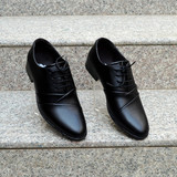 天天特价包邮韩版2015新款皮鞋男士英伦时尚黑色尖头中跟拼接休闲