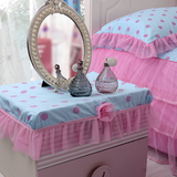家纺 时尚纯棉床头柜罩桌布蕾丝田园布艺欧式盖布 特价可定做