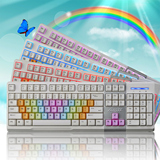 黑爵彩虹机械三色背光键盘cf lol笔记本电脑有线发光夜光游戏键盘