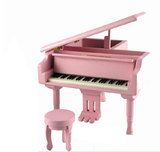 创意摆件婚庆礼品 仿真实木三角钢琴音乐盒 粉色八音盒天空之城