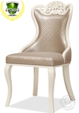 欧式田园餐椅皮质实木法式椅子橡木雕刻酒店餐厅家具定制软包凳子