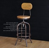 咖啡椅 复古风格 实木铁架仿古做旧螺旋升降吧凳 吧台椅 酒吧桌椅