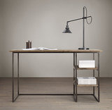 美式整装艺术金属乡村铁艺实木书桌做旧工作台简单实用办公桌复古