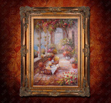 油画现代简欧式客厅装饰画卧室地中海风格风景有框画壁画壁炉原创