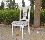 新款韩式田园简约梳妆椅子实木椅子象牙白色餐椅书桌椅子11号半包
