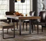 美式复古实木复古简约大气铁艺酒吧书凳子餐桌椅组合餐厅桌办公桌