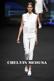 c-medusa新款欧美大牌发布会走秀款白色透明透视雪纺薄纱无袖衬衫