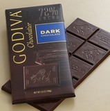预定 GODIVA高迪瓦歌帝梵72% 可可 纯黑巧克力 直板排块100g