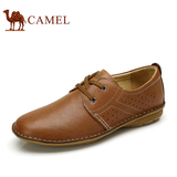camel骆驼男鞋春夏新款真皮牛皮日常休闲皮鞋耐磨系带男鞋