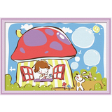 【佳彩天颜】数字油画diy 儿童风景情侣儿童卡通装饰画 蘑菇房子