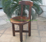 特价实木碳化茶椅 坐椅餐椅 茶桌椅组合凳子 圆边仿古中式靠背椅