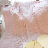 韩国代购家纺奢华重工亮片钉珠蕾丝蕾丝婚庆床上用品床品床盖床罩