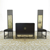 中式古典高背形象椅创意官帽椅休闲简约印花实木办公书桌椅子现货