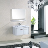 全白不锈钢大小门浴室柜吊柜简约现代洗手盆洗面池洗漱台置物架镜