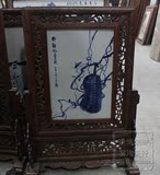 景德镇陶瓷瓷板画名家手绘青花瓷器画小屏风小插屏实木框客厅装饰