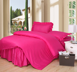 玫红全棉单件被套床盖衍缝1.5床罩夹棉加厚1.8床单双人床裙特价