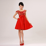 2015新款红色中式复古新娘敬酒服结婚改良时尚短款孕妇旗袍晚礼服