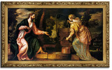 艺微人物圣经圣诞装饰画实木有框画画像圣像肖像耶稣赐活水