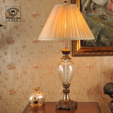 客厅欧式新古典水晶台灯奢华地中海卧室灯香槟金色纯铜色台灯包邮
