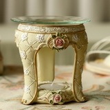 结婚礼物 欧式彩绘树脂浮雕玫瑰香薰炉精油炉蜡烛台摆件 送蜡烛