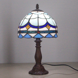 蒂凡尼彩色玻璃台灯简约地中海小夜灯蓝色海洋风书房卧室床头台灯