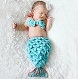 宝宝百天摄影服装 婴儿1-3满月周岁拍照影楼服装出租 蓝色美人鱼