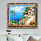 油画 美画正品手绘 地中海有框画 玄关客厅壁画挂画 现代装饰画