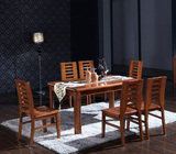 中式100%全实木原生态老榆木餐桌椅组合一桌四六椅长方形家具饭桌