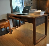 现代中式实木电脑桌办公桌写字台组合橡木带抽屉家用书桌1.6米