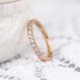 玫瑰金戒指18K彩金戒指女食指镶钻日韩国版尾戒饰品钛钢不褪色