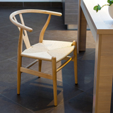 实木Y椅 Ychair 北欧宜家圈椅子 设计师简约创意Y靠背餐椅带扶手