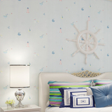 长城壁纸 卡通粉色系 蓝色帆船 儿童房墙纸 卧室满铺墙纸 包邮