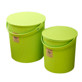 稻草屋/多功能条纹水桶 家用加厚大号塑料水桶 洗车桶钓鱼桶带盖