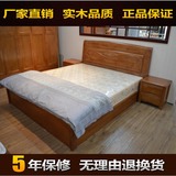 实木床橡木1.8米双人床 1.5米橡胶木单人床现代中式雕花高箱床铺