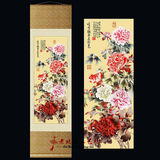 中国风 特色出国外事礼品 礼物送老外 丝绸画卷轴 牡丹 实用