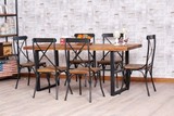 美式复古实木铁艺餐桌椅组合 折叠饭桌 做旧会议桌 办公桌原木桌