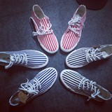 韩国ulzzang春夏新款海军风条纹帆布鞋原宿低帮运动滑板帆布女鞋