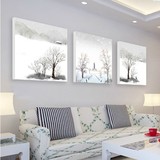 无框画 雪景风景画 三联客厅装饰画 大厅挂画 壁画 沙发墙画