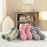 小米米男女童袜 婴儿袜子 秋冬厚款 3对装 新生儿宝宝棉袜